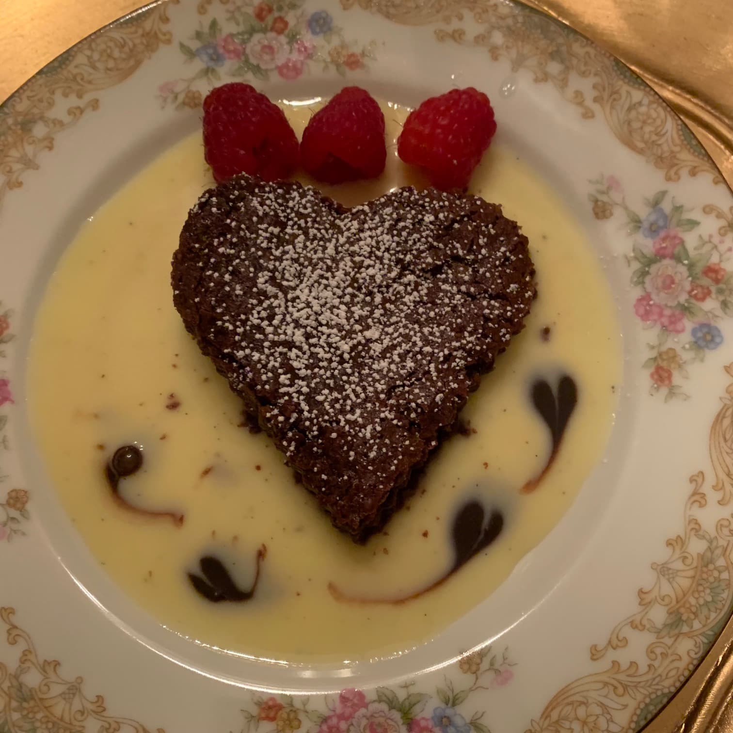 Sweetheart Brownies with Crème Anglaise